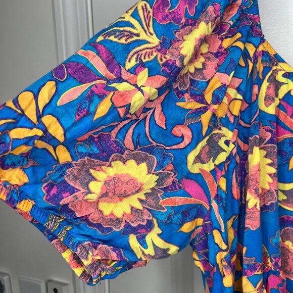 Terra & Sky Floral Blouse Women's Size 2X - Bright - Picture 4 of 8